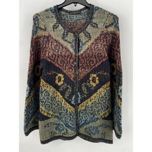 Peruvian Connection Sweater Womens Large Cardigan Fall Baby Alpaca Cozy Soft‎